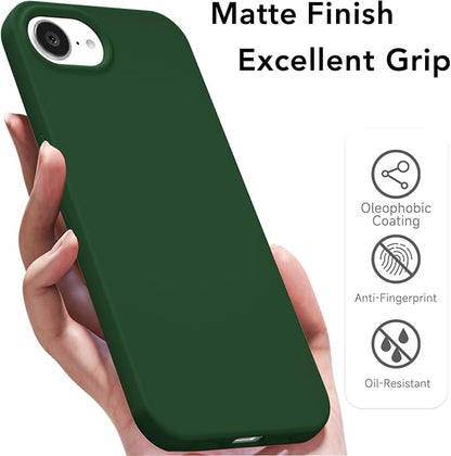 for iPhone 17e 16e Case Silicone Compatible with Magsafe Case, Ultra Slim Thin Magnetic Phone Cases Mag Safe, Cute Soft Rubber Gel TPU Matte Plain Wireless Charging Cover for Women, Dark Green