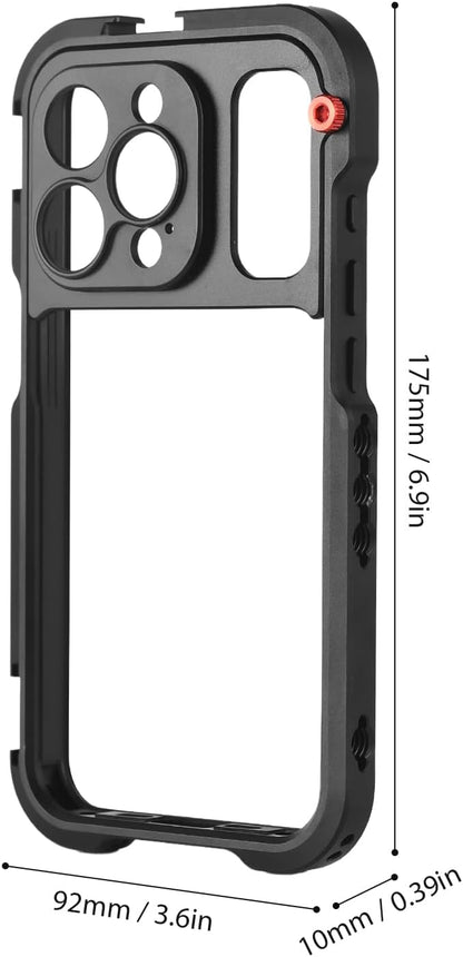 Andoer Portable Phone Cage with Dual Handles Mobile Phone Video Rig Handheld Smartphone Stabilizer Several Cold Shoe Mounts Replacement for iPhone 15 Pro