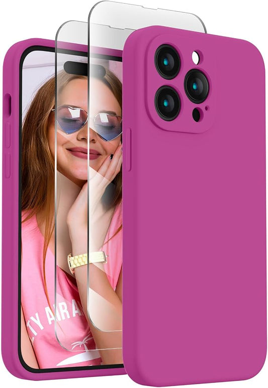 FireNova Designed for iPhone 14 Pro Max Case, Silicone Upgraded [Camera Protection] Case, Soft Anti-Scratch Microfiber Lining Inside, 6.7 inch, Shocking Pink