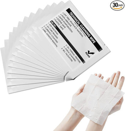 99.9% Technical Prep Pads 5.7"×5.9" Multi-Purpose Large Non Woven Handy Wipes Cleaning for Surfaces/Electronics/Industrial/Thermal Paste Remover, etc, 30/Box