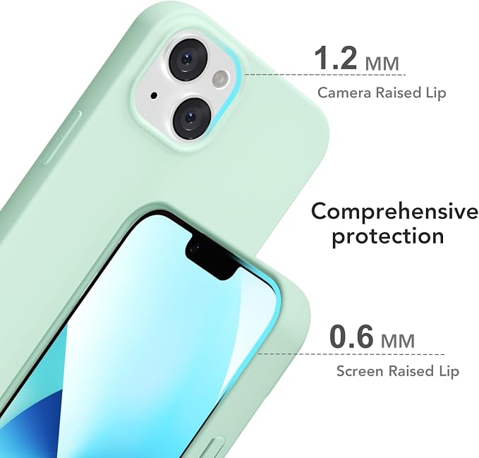 for iPhone 14/ iPhone 13 Case Silicone Compatible with Magsafe Case, Ultra Slim Thin Magnetic Phone Cases Mag Safe, Cute Soft Rubber Gel TPU Matte Wireless Charging Cover for Women, Mint Green
