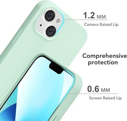 for iPhone 14/ iPhone 13 Case Silicone Compatible with Magsafe Case, Ultra Slim Thin Magnetic Phone Cases Mag Safe, Cute Soft Rubber Gel TPU Matte Wireless Charging Cover for Women, Mint Green