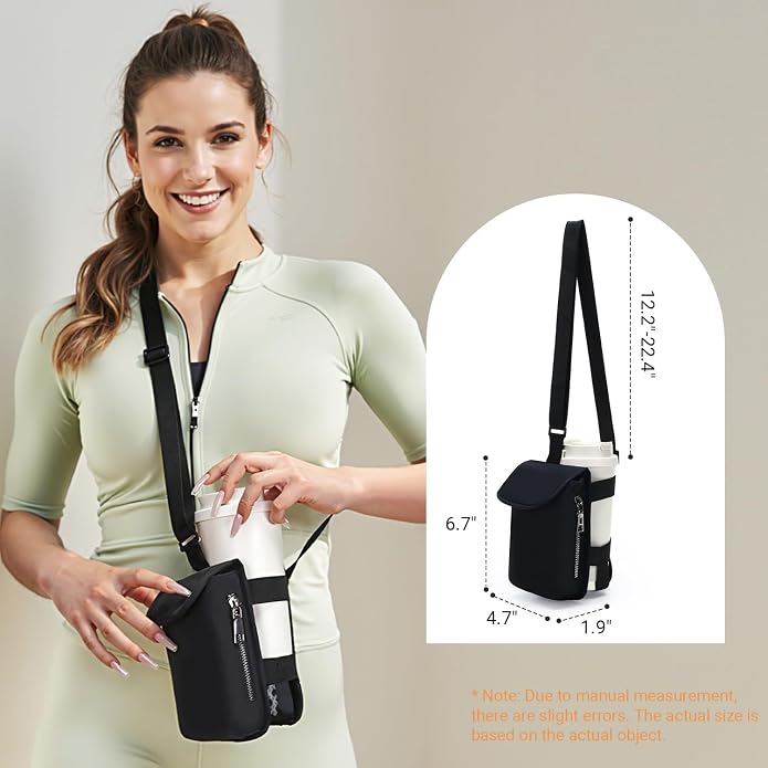 Herald Mini Phone Crossbody Bag with Water Bottle Holder, Water Bottle Carrier Bag with Strap for GYM, Hiking, Cycling
