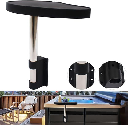 Anti-Slip Spa Caddy Tray, 360° Swivel Side Table Tray for Hot Tubs & Swim Spas – Durable & Space-Saving Design, Black