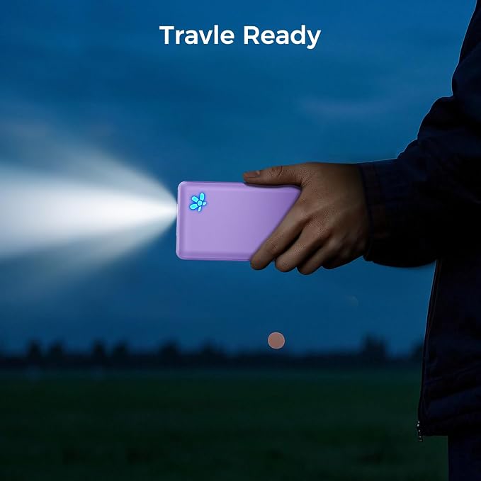 Portable Charger 10000mAh Ultra Slim Power Bank Lightweight Pocket-Sized Design 22.5W Output for iPhone 16/15/14 Samsung Galaxy Android Devices Travel Essentials（Purple）