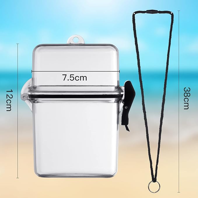 Outus 3 Pcs Waterproof ID Badge Holder Case with Waterproof Buckle Floating Sports Case Locker with Adjustable Hanging Rope Plastic Card Dry Box(Clear,4.72 x 2.95 x 1.57 in,Classic)