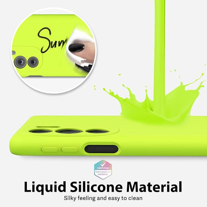 oakxco for Motorola Moto Edge Plus 2022/Edge Plus 5G UW 2022 Phone Case Liquid Silicone, Neon Bright Solid Color, Thin Slim Soft Rubber Gel Matte TPU Plain Simple Cover for Women, Lime Neon Green