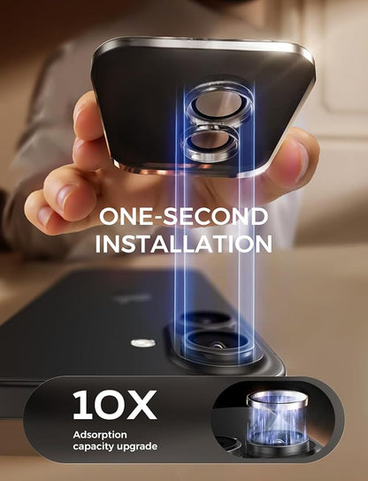 MAGIC JOHN for iPhone 17 Camera Lens Protector [Alignment Kit&1:1 Invisible Fit] 9H Aerospace Tempered Glass, Ultra HD, Metal Individual Ring，Case Friendly, Set of 2,Clear
