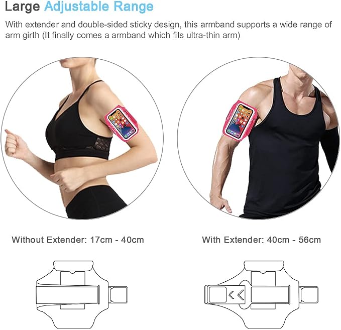 Armband for iPhone Pro Max 17 16 15 14 13 12 Plus/AIR with Airpods Holder, Gym Workouts Running Phone Arm Band (Rosy)