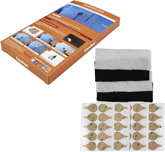 Undercover with 40 Stickies and 40 Fabric Discs for Hiding Lavalier Microphones and Reduce Wind Noise, 20 of Each Black/White