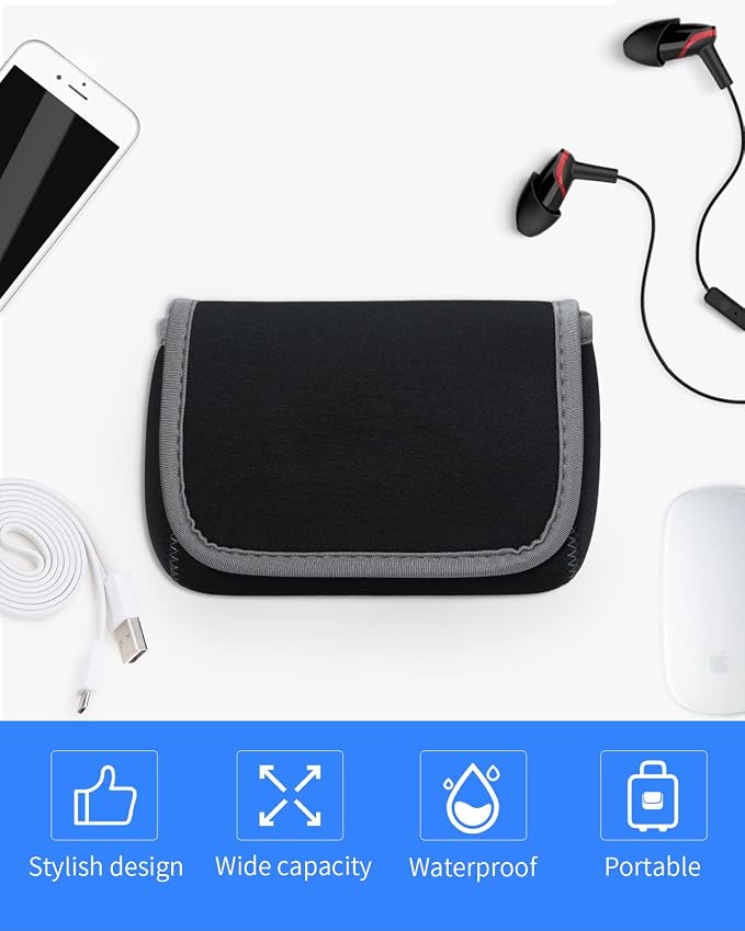 LENTION Storage Small Pouch Bag Cases for Accessories Laptop MacBook Power Adapter, Wireless Mouse, iPhone Charger, Cellphone, Power Bank, Cord Travel Cable Electronic Organizer - Dark Gray | Compact Tech Storage Fits Laptop Adapter, Mice, Charger, Pow...