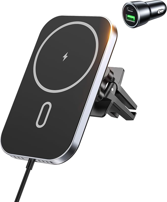 for MagSafe Car Mount Charger with Adapter, 360° Rotation Magnetic Wireless iPhone Car Charger for Air Vent, Compatible with iPhone 17/16/15/14/13/12 Series, Gifts for Husband/Men
