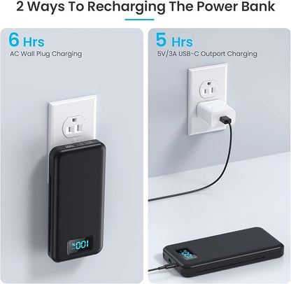 Portable Charger for iPhone with Built in Cables & Wall Plug,10800mah Travel Essentials Power Bank,4 Output LCD Display External Battery Pack Phone Charger for iPhone 17/16/15/14,Galaxy,Android etc