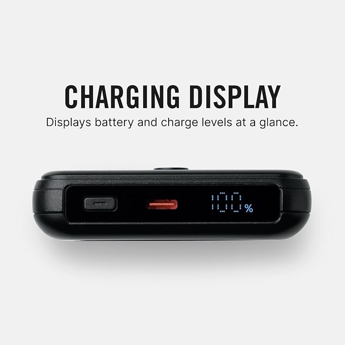 Ridge Magnetic Power Bank Fast Charging - Compatible with MagSafe - Portable Charger Power Bank - with Built in Cable and Wireless Charging, 5-in-1 Charging & Magnetic Attachment (Matte Black)