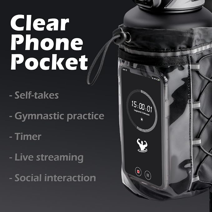 Magnetic Gym Bag for Men Women, Magnetic Gym Water Bottle Bag/Holder with Clear Phone Pouch, Built-in 5 Magnets, Fitness Gym Gifts, Gym Accessories