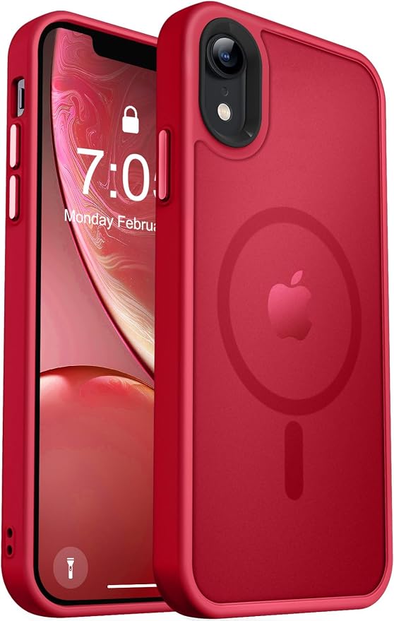 MOCCA Strong Magnetic for iPhone XR Phone Case, [Compatible with Magsafe][Mil-Grade Drop Protection] Slim Thin Translucent Matte Protective Cover Case for iPhone XR Case 6.1'', Red