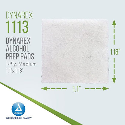 Dynarex Alcohol Prep Pads, Medical-Grade and Non-Woven Prep Pads, Saturated with 70% Isopropyl Alcohol, Rapid-Acting Antiseptic Wipes, 1-Ply, Medium, 2 Boxes of 200 Alcohol Prep Pads