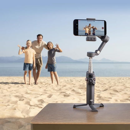 DJI Osmo Mobile 7P Gimbal Stabilizer for iPhone, Android, Lighting, 3-Axis Phone Gimbal, Built-in Extension Rod & Tripod, 10hrs Use, Phone Charging + Portable Charger + Wireless Mic Set + 20W Plug