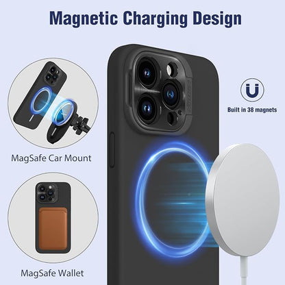 Nillkin for iPhone 15 Pro Max Case Silicone[Compatible with MagSafe][Innovation Metal Camera Invisible Stand] Military Grade Protection Shockproof Phone Case for iPhone 15 Pro Max 6.7'' Blue