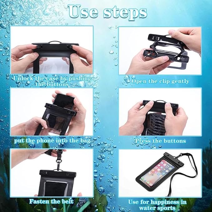 Up to 8.3" 4 Pack Multicolor Universal Waterproof Phone Pouch, Large Phone Waterproof Case Dry Bag