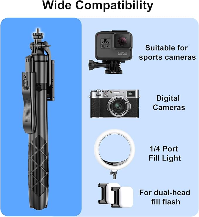 Selfie Stick Tripod,Tripod with 360 Degree Rotatable Phone Holder for Photography, Video Shooting, Live Streaming, Vlog, YouTube Video, FaceTime, Skype, TikTok, Selfie