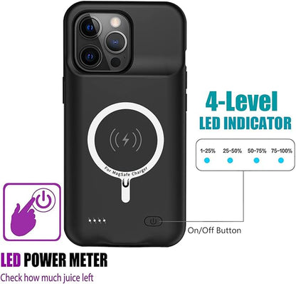 Battery Case for iPhone 14 Pro,Upgraded 10000mAh Rechargeable Portable Charging Case with Wireless Charging Compatible for iPhone 14 Pro (6.1inch) with Carplay Extend Battery Pack Charger Case (Black)