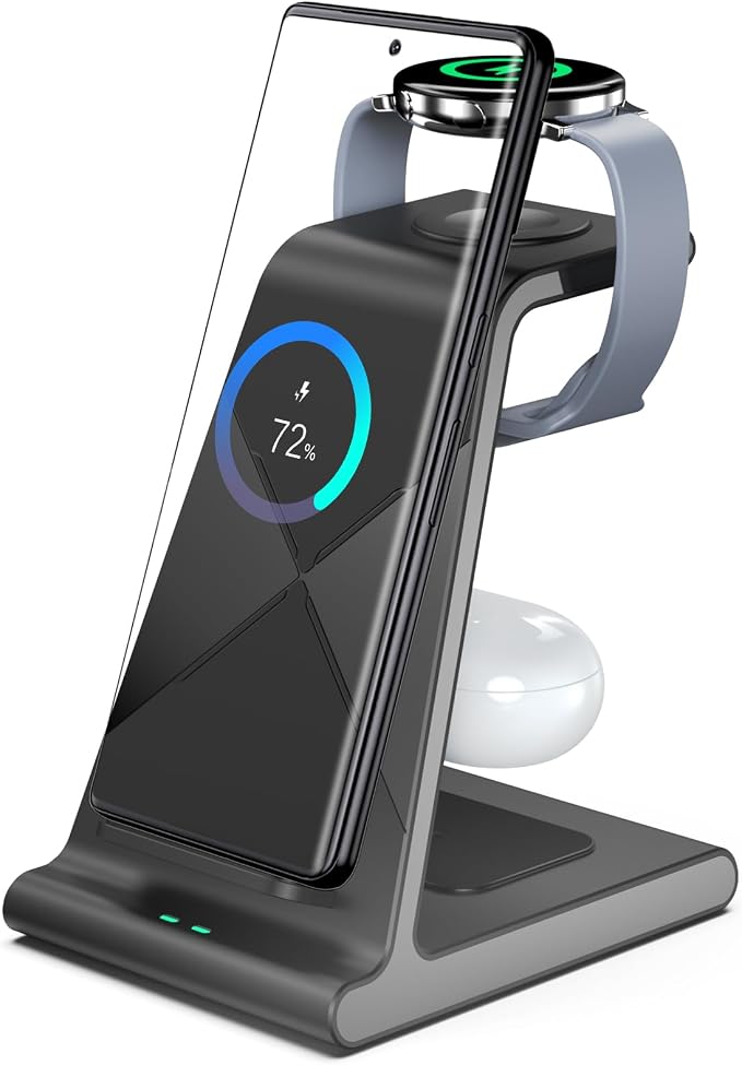 Wireless Charger for Samsung Charging Station, 3 in 1 Samsung Wireless Charger for Samsung Galaxy S24 Ultra/S23 Ultra/Z Flip 5/Fold 5/Buds, Watch Charger for Galaxy Watch 6/5 Pro/4/3