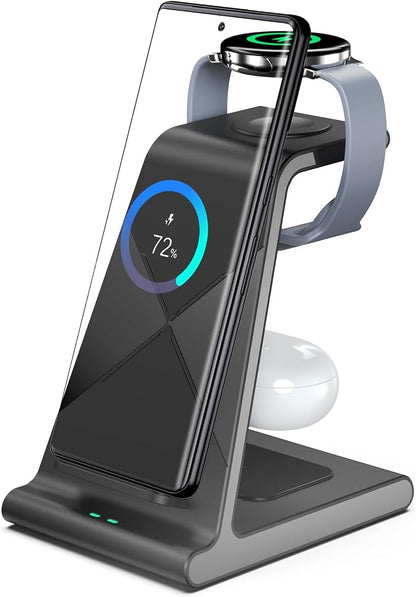 Wireless Charger for Samsung Charging Station, 3 in 1 Samsung Wireless Charger for Samsung Galaxy S24 Ultra/S23 Ultra/Z Flip 5/Fold 5/Buds, Watch Charger for Galaxy Watch 6/5 Pro/4/3
