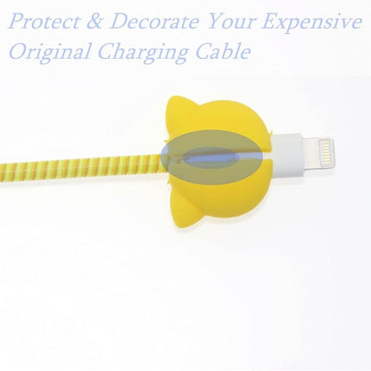 3D Cute Cartoon Charger Protector Case - Compatible for Apple 20W USB-C Power Adapter and Lightning Cable (Yellow Pig)
