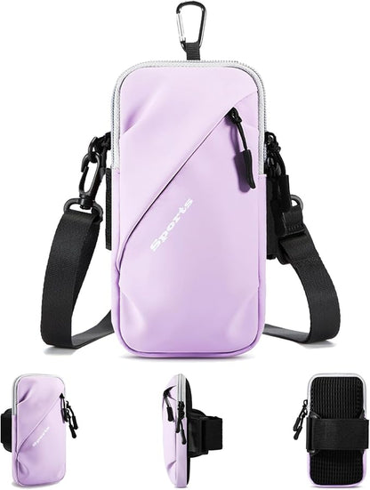 Prime Comfort Armband Cell Phone Holder, Crossbody Phone Purse for Running Walking, Adjustable Strap Phone Pouch Holster for Men Women