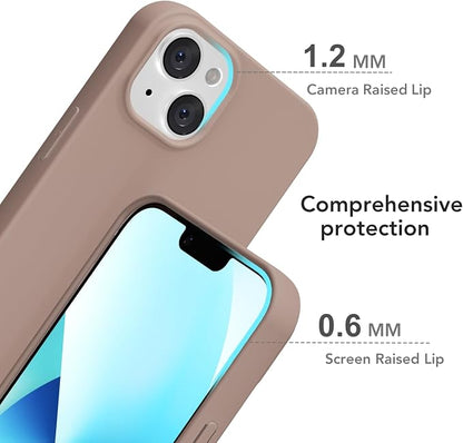 for iPhone 14/ iPhone 13 Case Silicone Compatible with Magsafe Case, Ultra Slim Thin Magnetic Phone Cases Mag Safe, Cute Soft Rubber Gel TPU Matte Wireless Charging Cover for Women, Brown