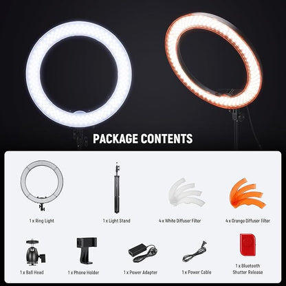 NEEWER 18 Inch/45cm LED Ring Light with Tripod Stand, Phone Holder, 58W 5600K Large Selfie Ringlight Compatible with iPhone Camera for Streaming Makeup Studio Photo Video Recording Filming, RL-18