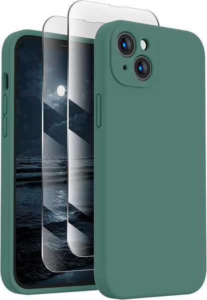 FireNova Designed for iPhone 14 Case, Silicone Upgraded [Camera Protection] Phone Case, Soft Anti-Scratch Microfiber Lining Inside, 6.1 inch, Midnight Green
