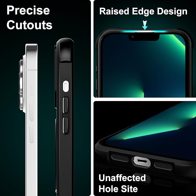 360° Magnetic Swivel Ring for iPhone 13 pro case, Built-in Metal Stand and Ring Holder, Magsafe Compatible, Military Grade Protection, Shock Resistant - Black