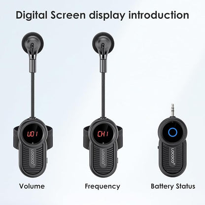 Lococo UHF Wireless Flute Microphone System: Wind Music Instruments Microphone Receiver and Transmitter, 160ft Range with Digital Screen, for Flute, Piccolo, Clarinet