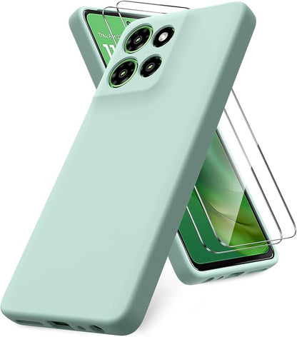 Case for Motorola Moto G Power (2025), 2 Pack Tempered Glass Screen Protectors, Soft TPU Silicone Shockproof Case-Mint