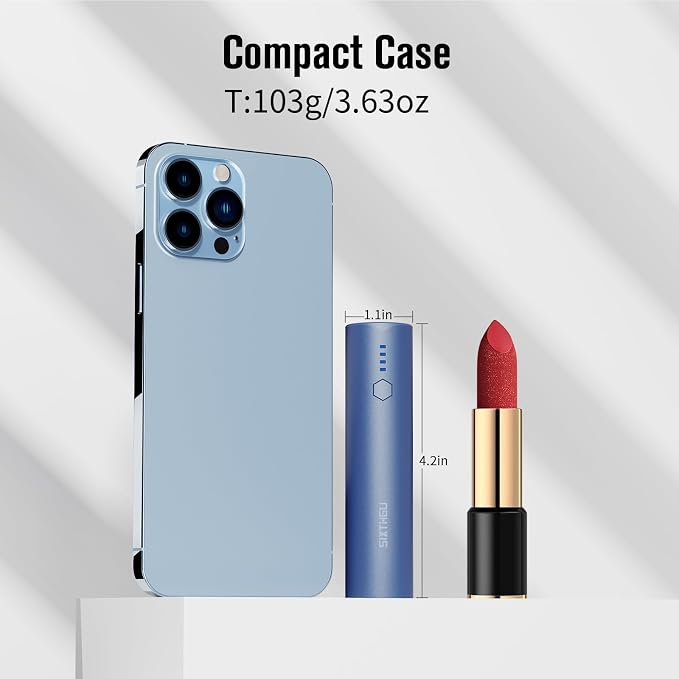 Portable Charger, 5000mAh Mini Power Bank, S03 2-Pack Pocket Size Fast Charging USB-C (in&Out), PowerNano, Compatible with iPhone Series, Android Phone and More Blue