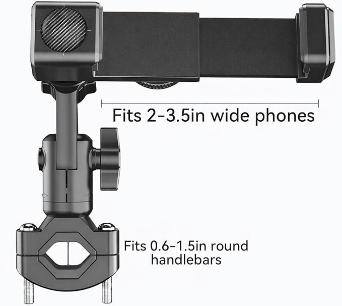 Temvue Bike Phone Mount with Compass, 1080° Rotation, Universal Handlebar Phone Holder, Shockproof and Secure Motorcycle Phone Mount, Compatible with All Smartphones.
