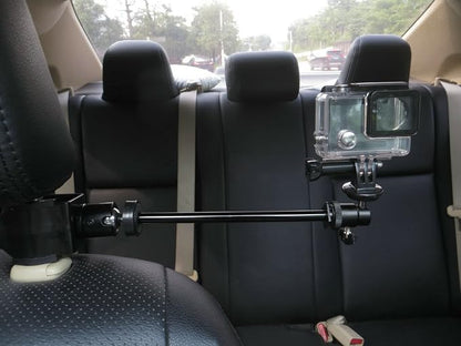 3in1 Universal Heavy Duty Car Headrest Mount Holder w/Clamp/Adjustable Robust Magic Arm and 360° Rotation for DSLR Camcorder/Action Camera/Smartphone etc