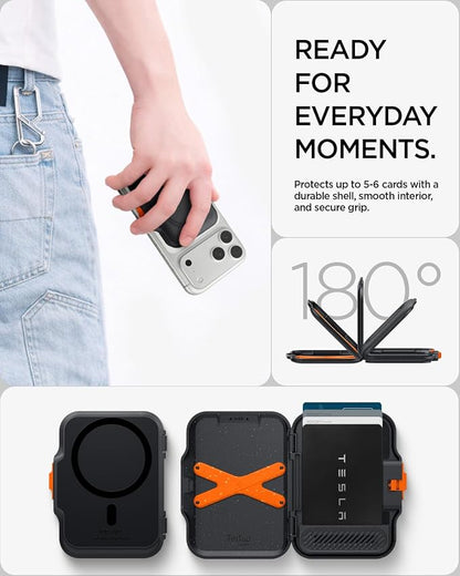 Spigen for MagSafe Wallet, Heavy Duty Hardshell Magnetic Card Holder Compatible with iPhone 17/16/15/14/13/12 Pixel 10 Series MagSafe-Cases Pixelsnap Holds 5-6/7-8 Cards