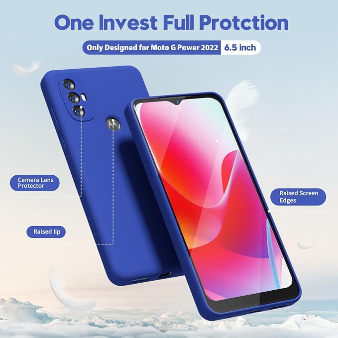 oakxco for Motorola Moto G Power 2022 Phone Case/Moto G Play 2023 Phone Case Liquid Silicone, Thin Slim Soft Rubber Gel TPU Plain Simple Cover for Women Girl Cute, Matte Solid Color,Royal Blue