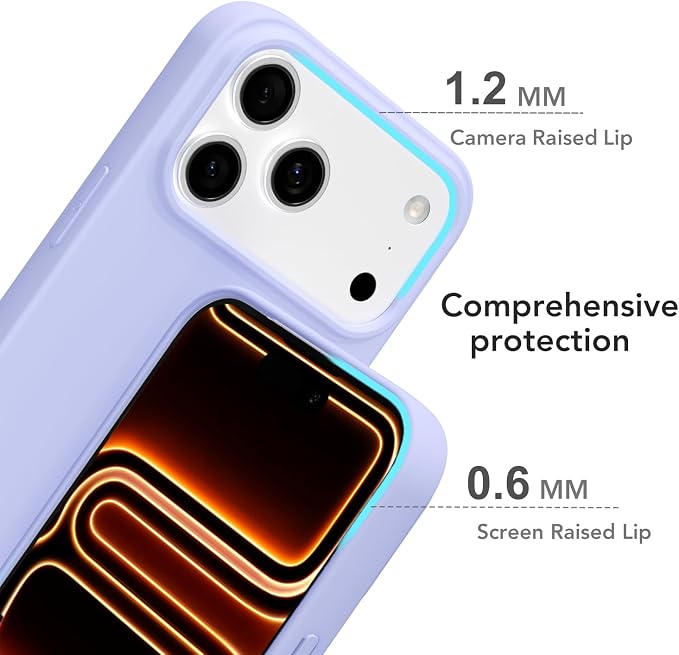 for iPhone 17 Pro Max Case Silicone Compatible with Magsafe Case, Ultra Slim Thin Magnetic Phone Cases Mag Safe, Cute Soft Rubber Gel Matte Wireless Charging Cover for Women, Purple Lavender