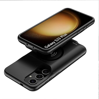 Battery Case for Galaxy S23 Plus,[12000mAh] Large Capacity Slim Portable Protective Fast Charging Case Battery Case Compatible with Galaxy S23 Plus(6.6inch) Wireless Charging Case with Carplay-Black