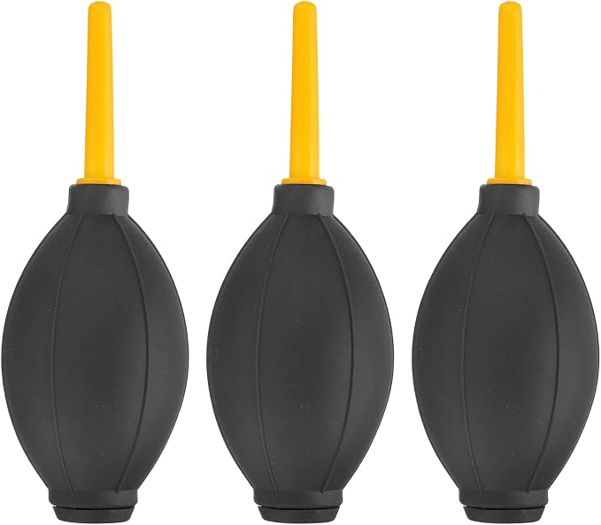 PATIKIL Soft Tip Air Blower Dust Blaster, 3 Pcs Rubber Bulb Air Pump Dust Blower Cleaner Cameras Lens Cleaning Tool with Long Nozzle for Camera Lens Computer Keyboard, Black/Yellow