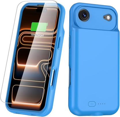 GIN FOXI Battery Case for iPhone 17 AIR, Charging Case Rechargeable Charger 8500mAh Ultra-Slim Lightweight Powerful Battery Pack 15W Fast Anti-Fall TPU Juice Box for 17 AIR (6.5") Blue