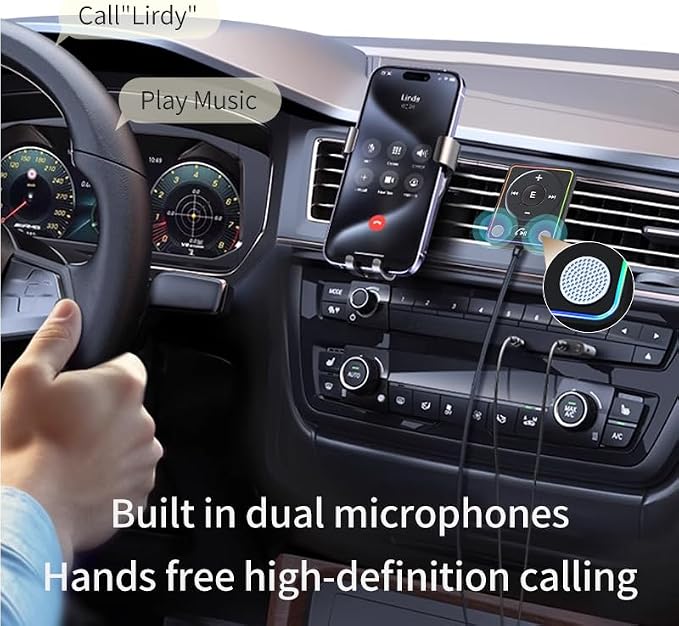 Bluetooth 5.4 AUX Car Adapter CVC8.0 Technology and Built-in Filter Effectively Multifunction Button& Plug-and-Play Bluetooth Receiver for Car Music/Hands-Free Calls/Stereo Audio, Black
