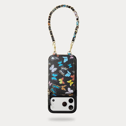 ZVE for iPhone 17 Pro Wallet Case with Card Holder, RFID Blocking Crossbody Chain Phone Cover for Women 6.3" Butterfly