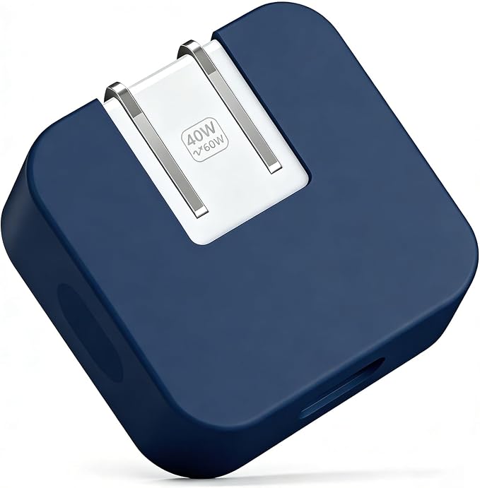 40W Soft Silicone Charger Sleeve Case Protective Cover for Apple 40W Power Adapter & 60W Max Charger, with iPhone 17/16/15, MacBook Air 13/13.6/15, Apple Watch Accessories. Navy Blue