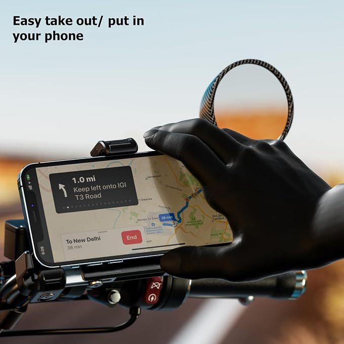 Kewig Motorcycle Phone Mount with Vibration Dampener & Not Block Camera, Safely Anti-Theft Motorycle Phone Holder Handlebar Cellphone Mount for Bike Motorcycle Scooter ATV/UTV Fit 5.4-7.2" Phone