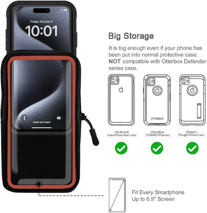 JEMACHE Running Armband for iPhone 17 16 15 14 13 Pro Max/Plus, Samsung Galaxy S26 S25 S24 Ultra/Plus, G Buckle Workouts Phone Arm Band Bag (Orange, S)